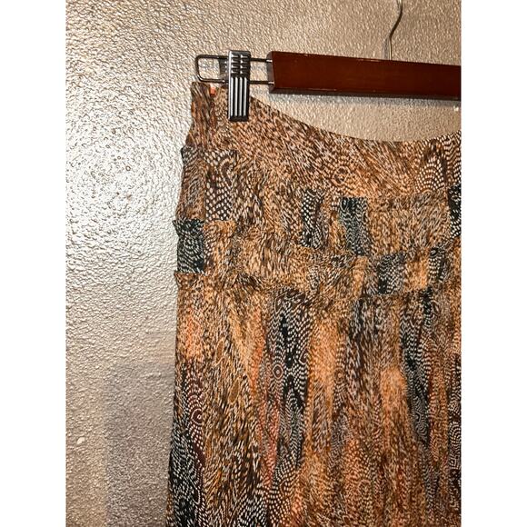🧡 Peruvian Connection Pleated Silk Skirt – Size 4 – Black Brown Orange Cream 🧡 - Picture 3 of 9